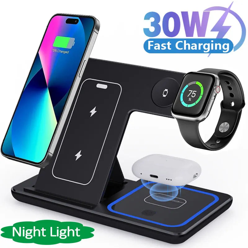 30W 3-in-1 Wireless Charger Stand